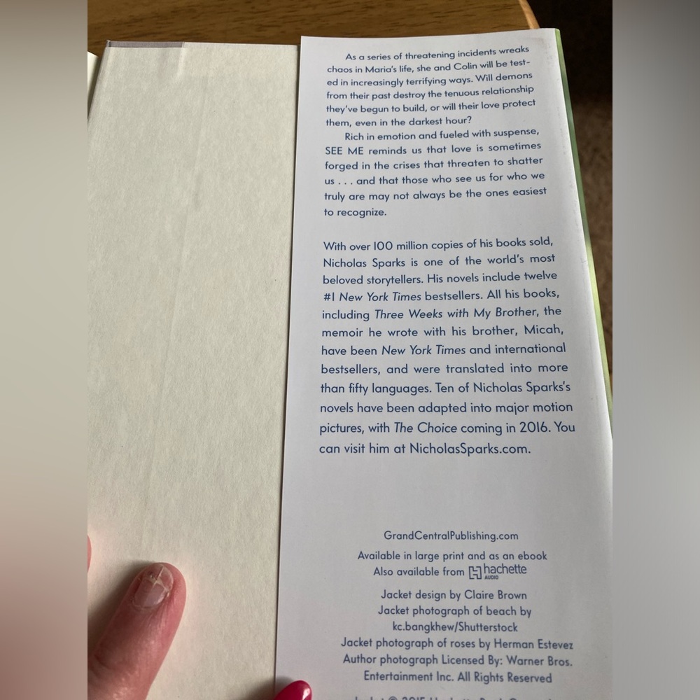 Nicholas Sparks see me hardcover - Picture 2 of 5